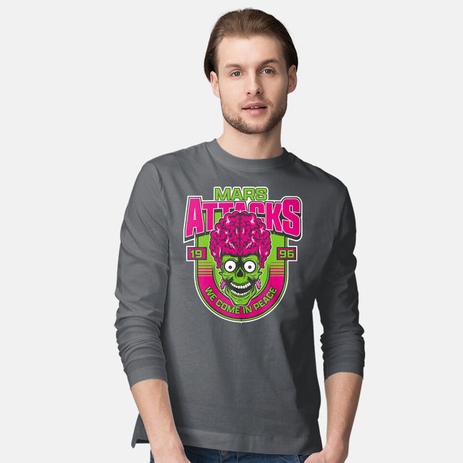 Mars Attacks We Come In Peace-Mens-Long Sleeved-Tee-CarloJ1956