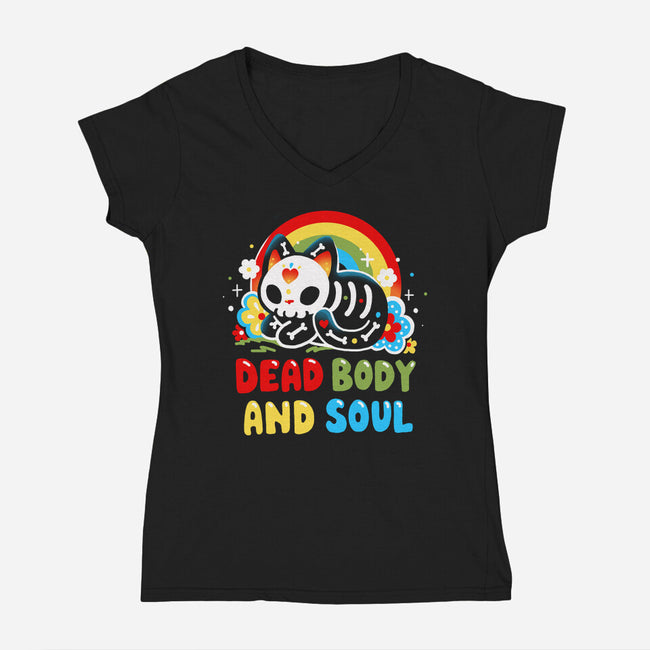 Dead Body And Soul-Womens-V-Neck-Tee-Vallina84