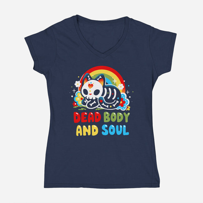 Dead Body And Soul-Womens-V-Neck-Tee-Vallina84