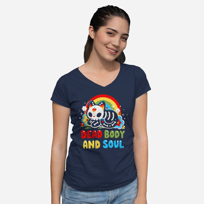 Dead Body And Soul-Womens-V-Neck-Tee-Vallina84