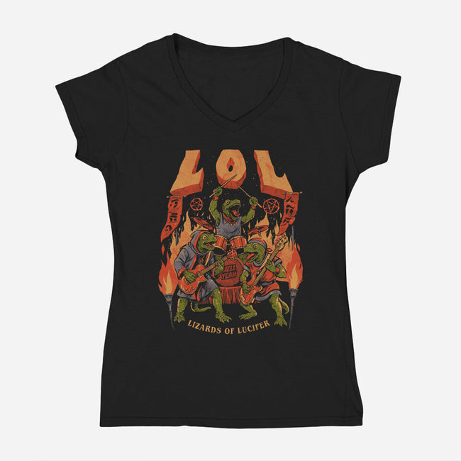 LOL Lizards Of Lucifer-Womens-V-Neck-Tee-eduely