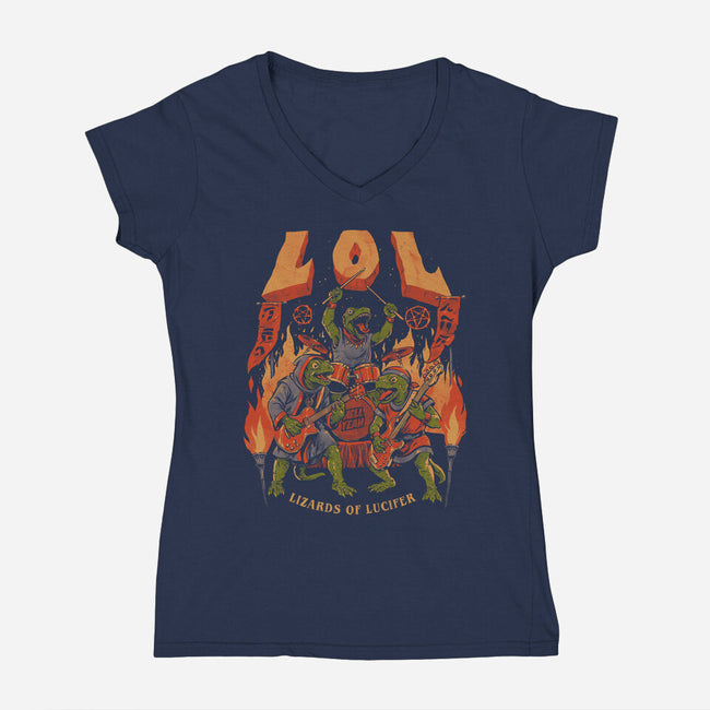 LOL Lizards Of Lucifer-Womens-V-Neck-Tee-eduely