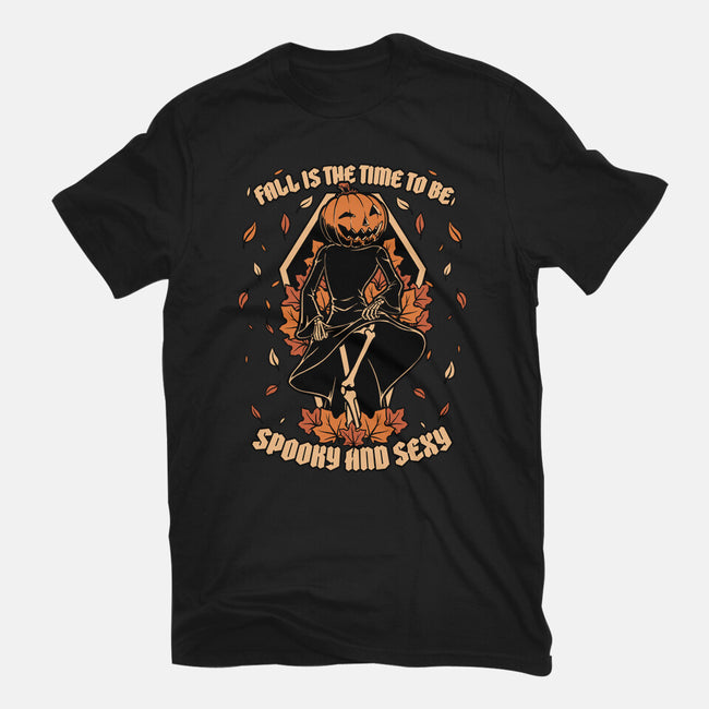 Spooky Fall Pumpkin-Womens-Fitted-Tee-Studio Mootant