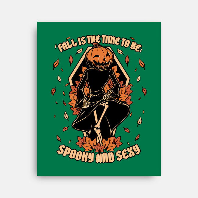 Spooky Fall Pumpkin-None-Stretched-Canvas-Studio Mootant