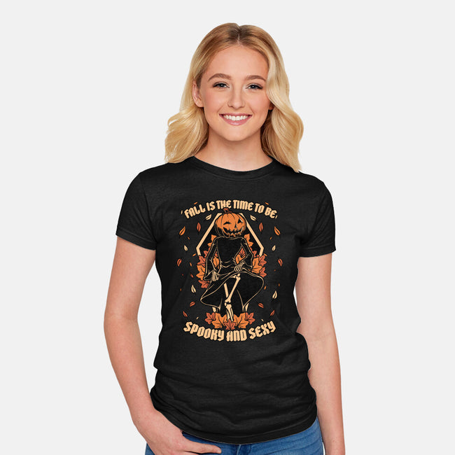 Spooky Fall Pumpkin-Womens-Fitted-Tee-Studio Mootant