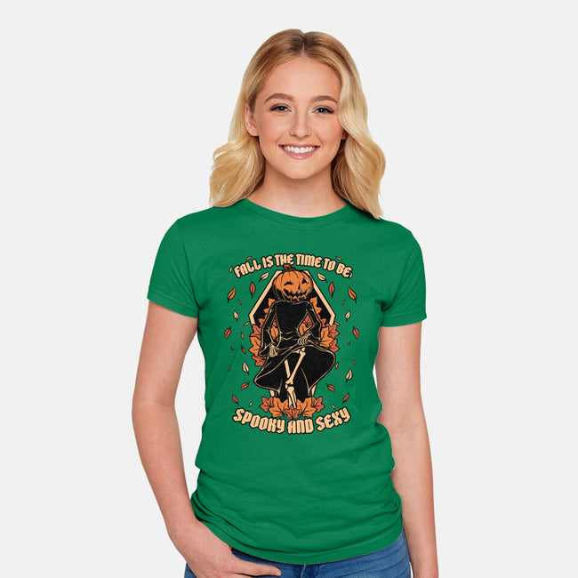 Spooky Fall Pumpkin-Womens-Fitted-Tee-Studio Mootant