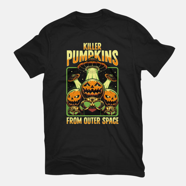 Halloween Pumpkin Space Movie-Mens-Heavyweight-Tee-Studio Mootant