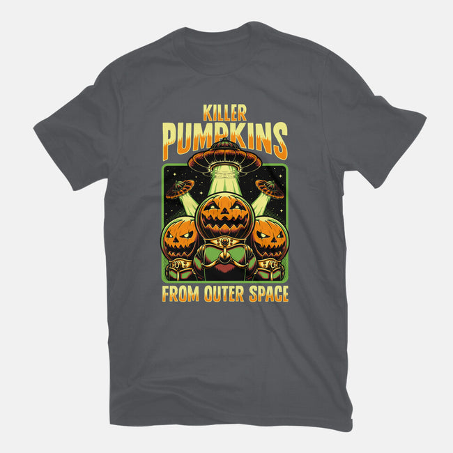 Halloween Pumpkin Space Movie-Mens-Heavyweight-Tee-Studio Mootant