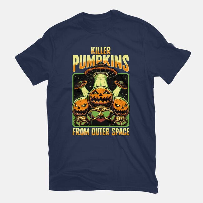 Halloween Pumpkin Space Movie-Mens-Heavyweight-Tee-Studio Mootant