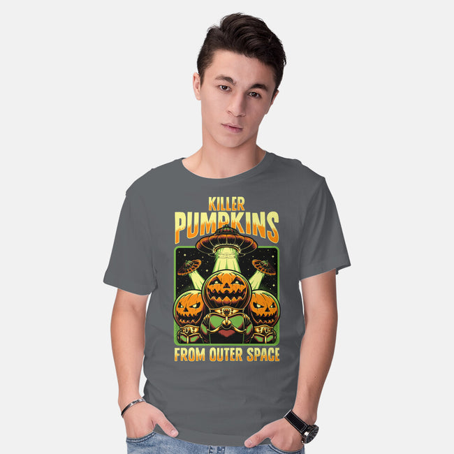Halloween Pumpkin Space Movie-Mens-Basic-Tee-Studio Mootant