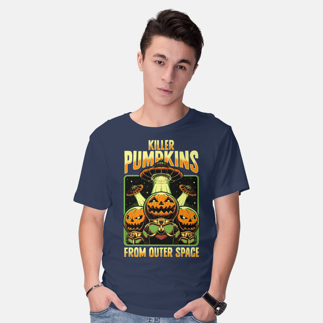 Halloween Pumpkin Space Movie-Mens-Basic-Tee-Studio Mootant