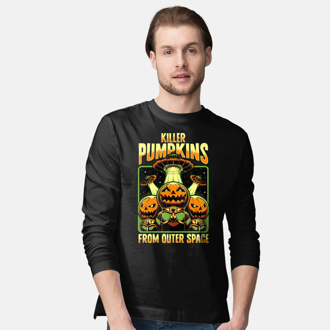 Halloween Pumpkin Space Movie-Mens-Long Sleeved-Tee-Studio Mootant