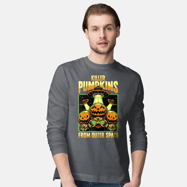 Halloween Pumpkin Space Movie-Mens-Long Sleeved-Tee-Studio Mootant