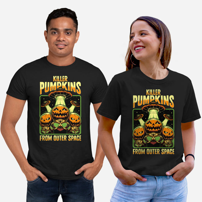 Halloween Pumpkin Space Movie-Unisex-Basic-Tee-Studio Mootant