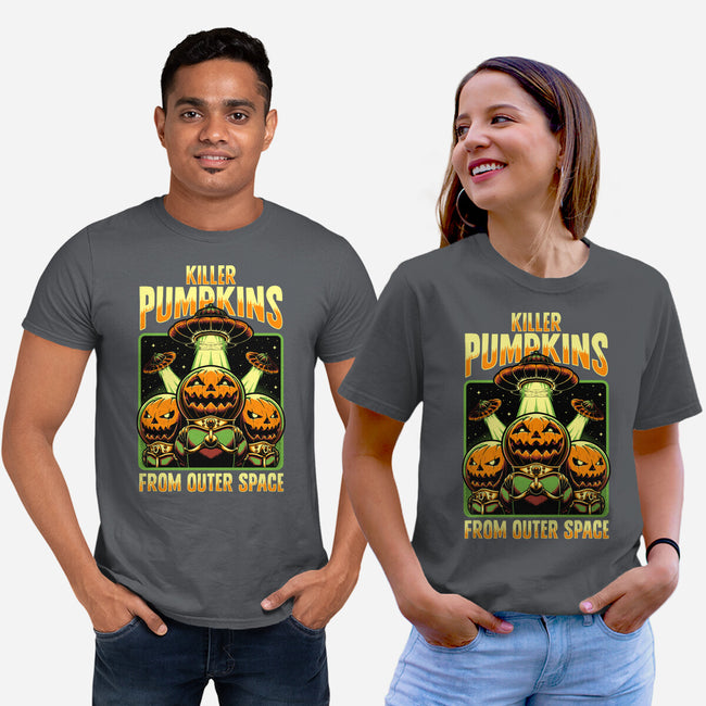 Halloween Pumpkin Space Movie-Unisex-Basic-Tee-Studio Mootant