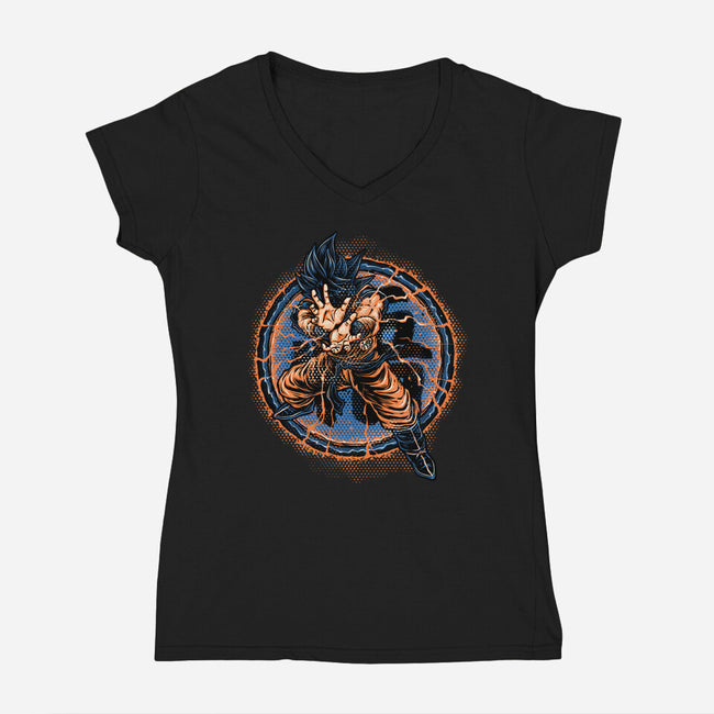 Rage Of The Saiyan-Womens-V-Neck-Tee-glitchygorilla