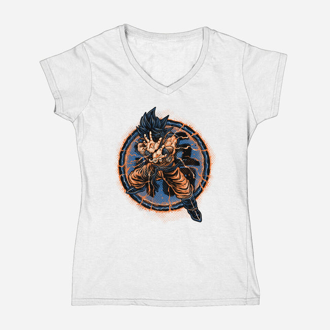 Rage Of The Saiyan-Womens-V-Neck-Tee-glitchygorilla