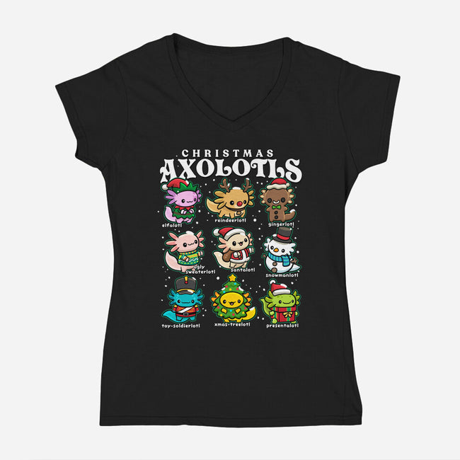 Christmas Axolotls-Womens-V-Neck-Tee-GoshWow