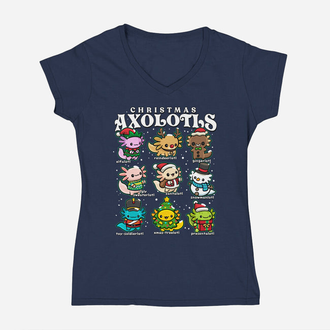 Christmas Axolotls-Womens-V-Neck-Tee-GoshWow