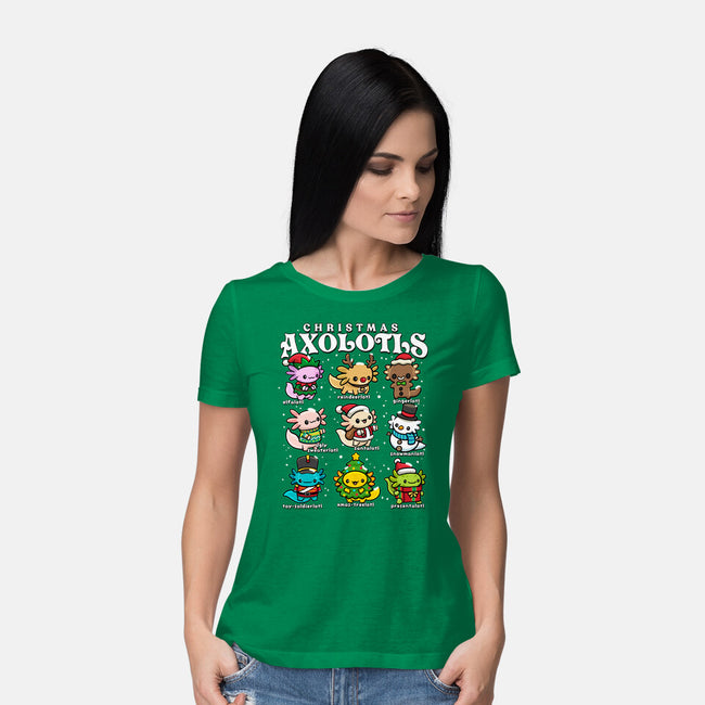 Christmas Axolotls-Womens-Basic-Tee-GoshWow