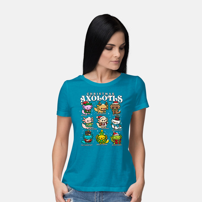 Christmas Axolotls-Womens-Basic-Tee-GoshWow