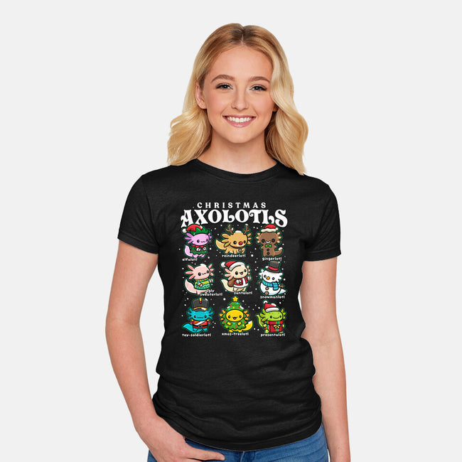 Christmas Axolotls-Womens-Fitted-Tee-GoshWow