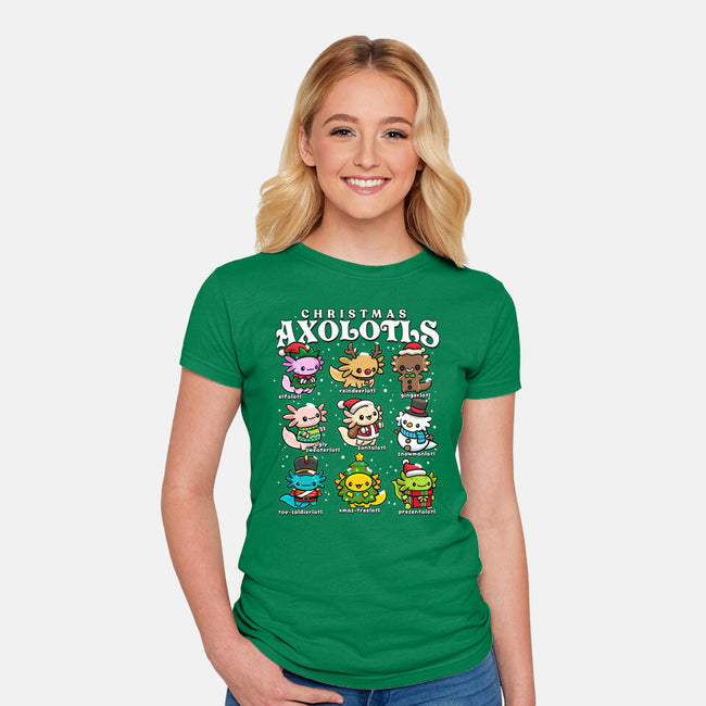 Christmas Axolotls-Womens-Fitted-Tee-GoshWow