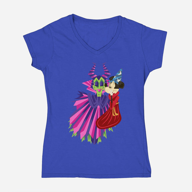 Some Imagination Huh-Womens-V-Neck-Tee-DrawnByBryan
