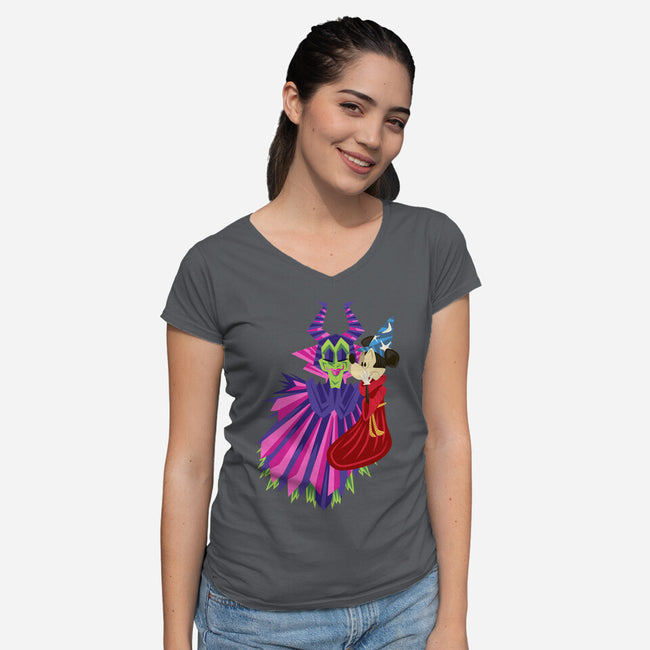 Some Imagination Huh-Womens-V-Neck-Tee-DrawnByBryan