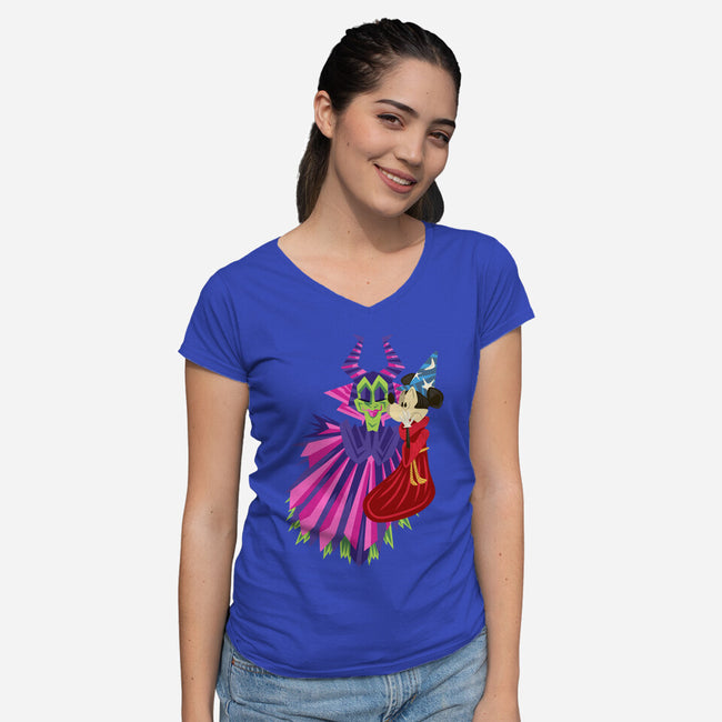 Some Imagination Huh-Womens-V-Neck-Tee-DrawnByBryan