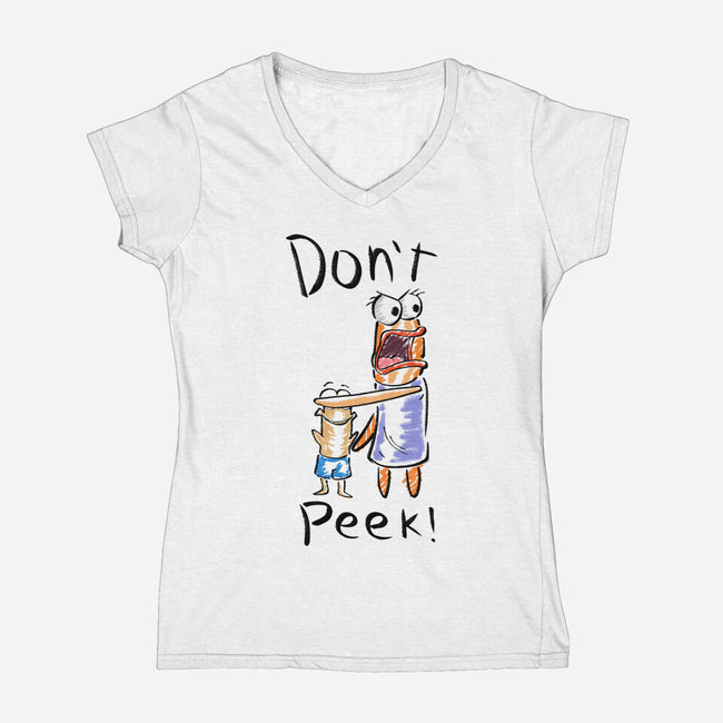 Don't Peek-Womens-V-Neck-Tee-nickzzarto