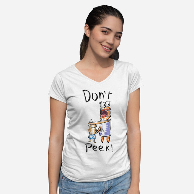 Don't Peek-Womens-V-Neck-Tee-nickzzarto