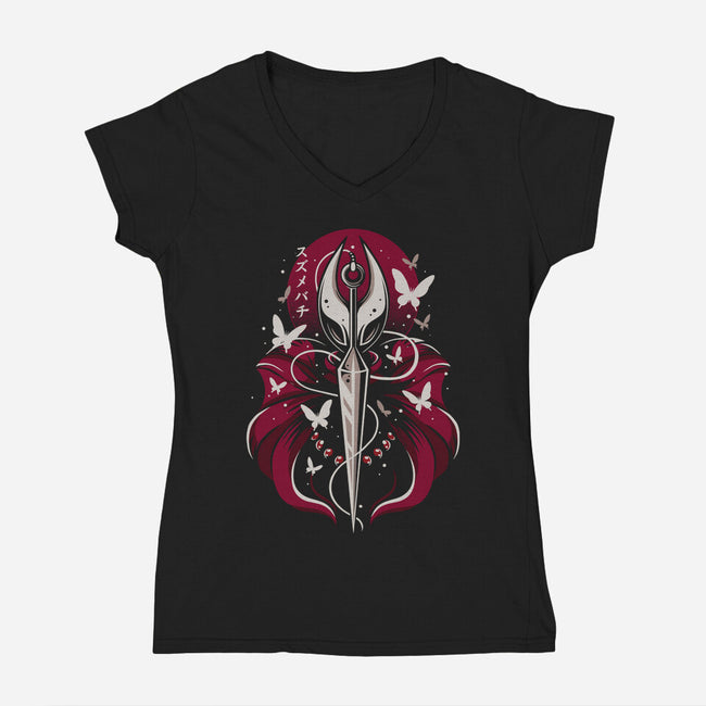 Dark Hornet Sunset-Womens-V-Neck-Tee-LM2KONE