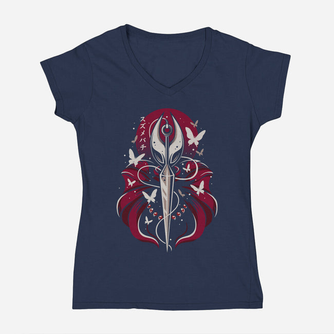 Dark Hornet Sunset-Womens-V-Neck-Tee-LM2KONE