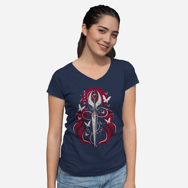 Dark Hornet Sunset-Womens-V-Neck-Tee-LM2KONE