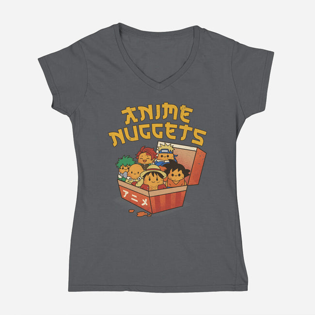 Anime Nuggets-Womens-V-Neck-Tee-dandingeroz