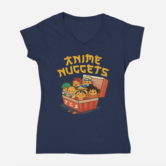 Anime Nuggets-Womens-V-Neck-Tee-dandingeroz