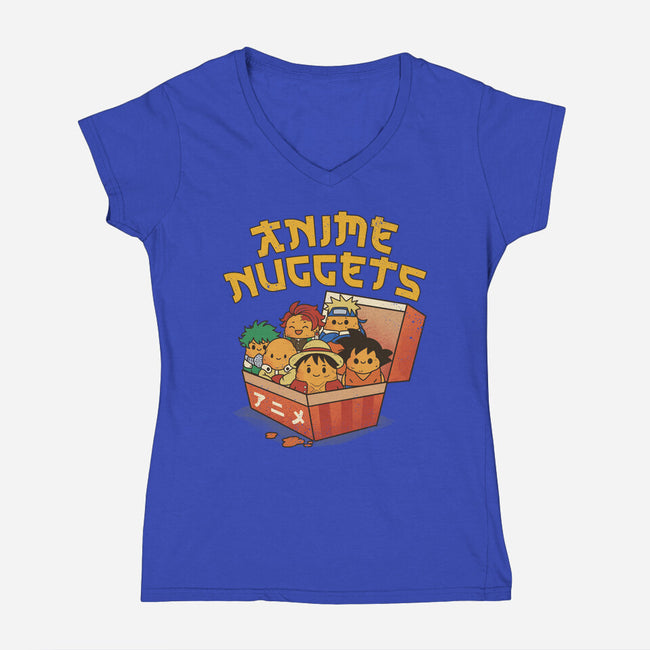 Anime Nuggets-Womens-V-Neck-Tee-dandingeroz