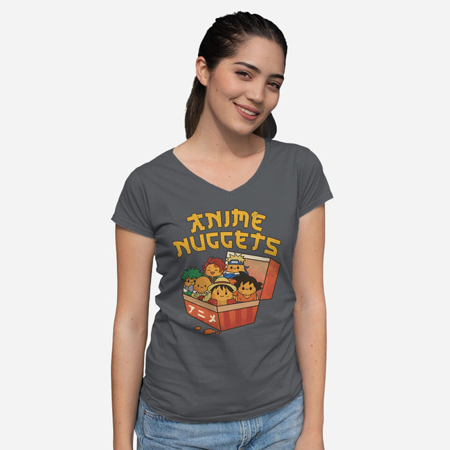 Anime Nuggets-Womens-V-Neck-Tee-dandingeroz