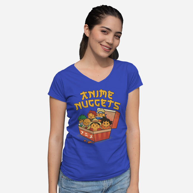 Anime Nuggets-Womens-V-Neck-Tee-dandingeroz