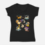 Space Cat Family-Womens-V-Neck-Tee-GoshWow