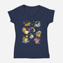Space Cat Family-Womens-V-Neck-Tee-GoshWow