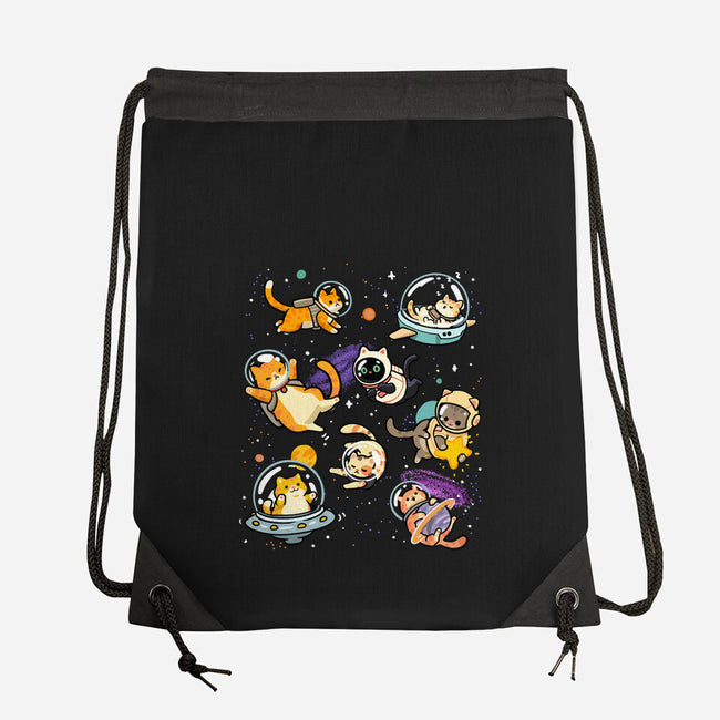 Space Cat Family-None-Drawstring-Bag-GoshWow