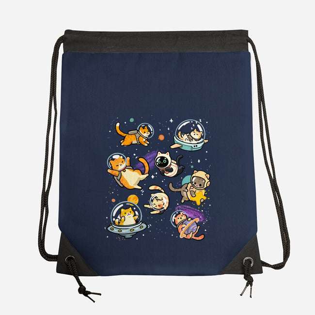 Space Cat Family-None-Drawstring-Bag-GoshWow