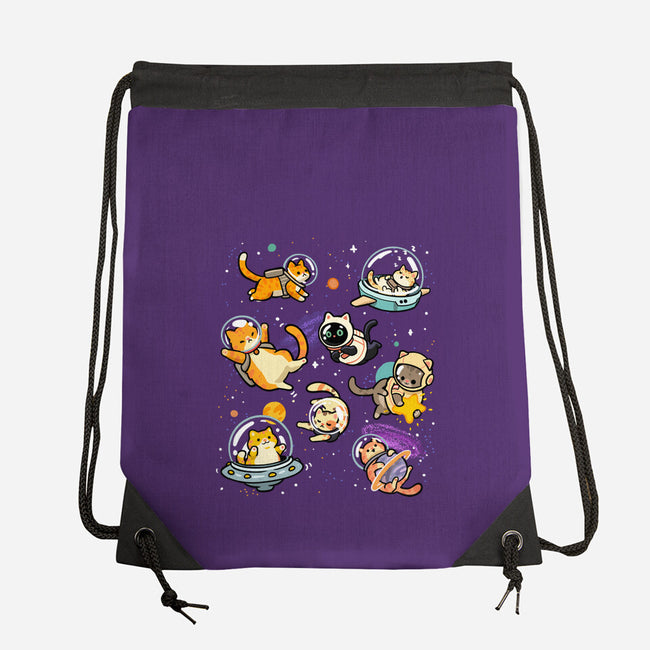 Space Cat Family-None-Drawstring-Bag-GoshWow