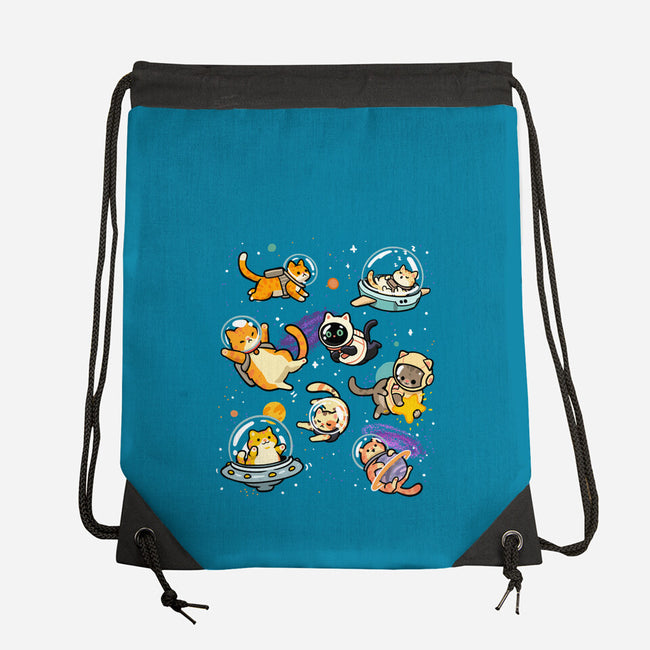 Space Cat Family-None-Drawstring-Bag-GoshWow