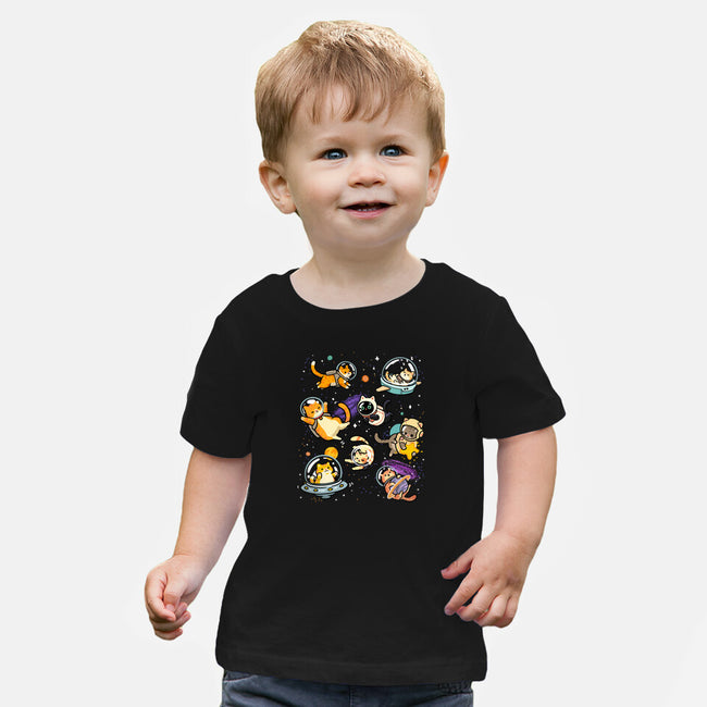 Space Cat Family-Baby-Basic-Tee-GoshWow