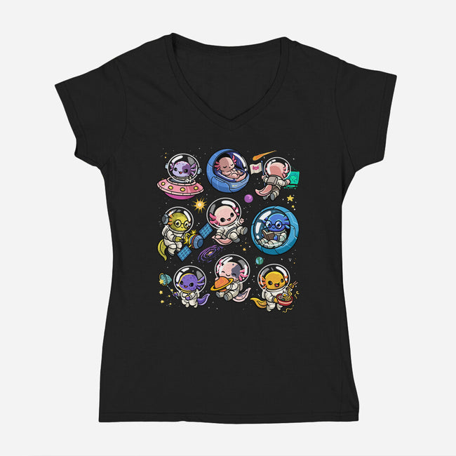 Space Axolotls-Womens-V-Neck-Tee-GoshWow