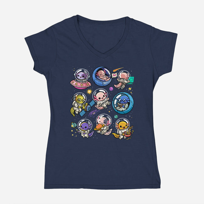 Space Axolotls-Womens-V-Neck-Tee-GoshWow