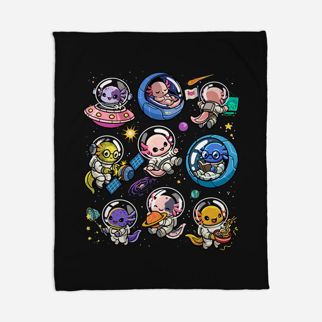 Space Axolotls-None-Fleece-Blanket-GoshWow